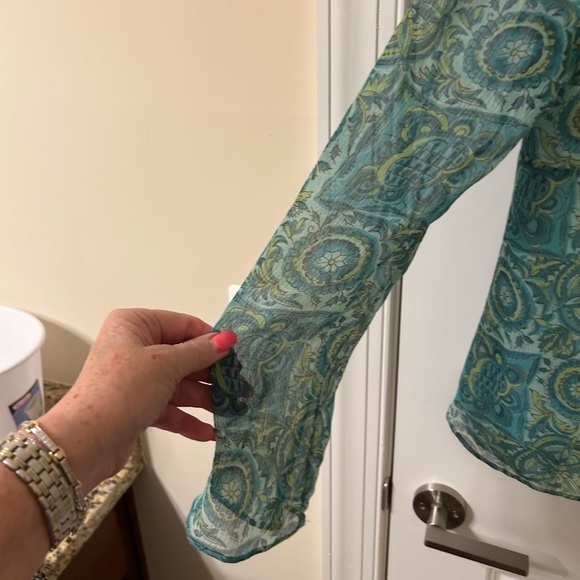 LOFT Women's Green Patterned Top - Picture 4 of 6